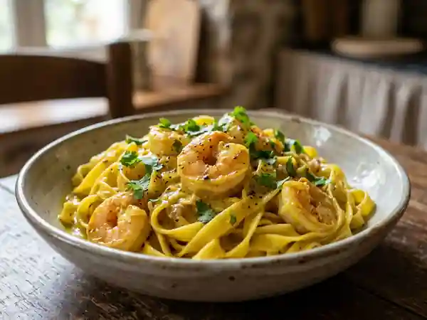 Tagliatelles Crémeuses aux Gambas et Curry - Photo de présentation