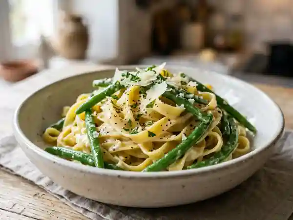 Tagliatelles onctueuses aux haricots verts - Photo de présentation