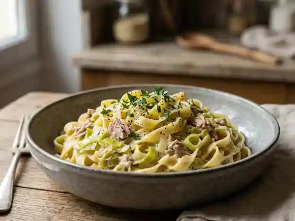 Tagliatelles Crémeuses Poireaux et Thon - Photo de présentation