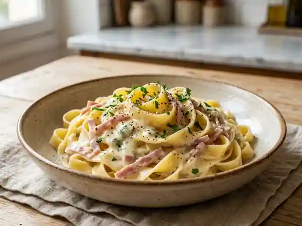 Tagliatelles onctueuses au roquefort et jambon - Photo de présentation