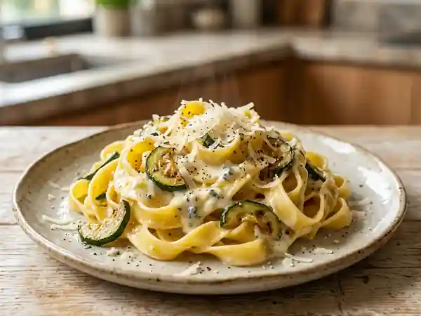 Tagliatelles crémeuses au gorgonzola et courgettes - Photo de présentation