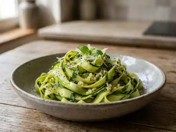 Tagliatelles de courgettes croquantes à l'ail - Photo de présentation
