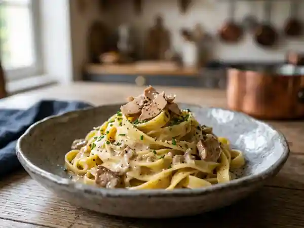 Tagliatelles fraîches au foie gras : recette gourmande et raffinée - Photo de présentation
