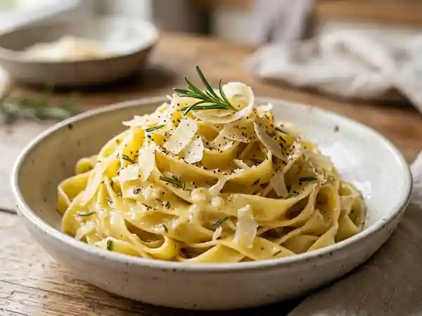 Tagliatelles crémeuses au romarin et parmesan - Photo de présentation