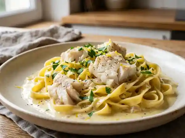 Tagliatelles crémeuses au poisson et citron - Photo de présentation