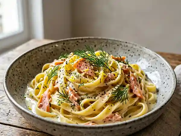 Tagliatelles au saumon crémeuses et citronnées - Photo de présentation