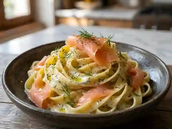 Tagliatelles onctueuses au saumon et citron - Photo de présentation