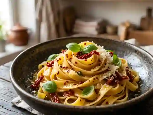 Tagliatelles pimentées aux tomates séchées - Photo de présentation
