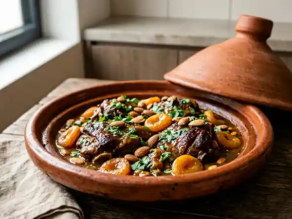 Tajine d'agneau au miel et aux fruits secs : recette savoureuse et parfumée - Photo de présentation