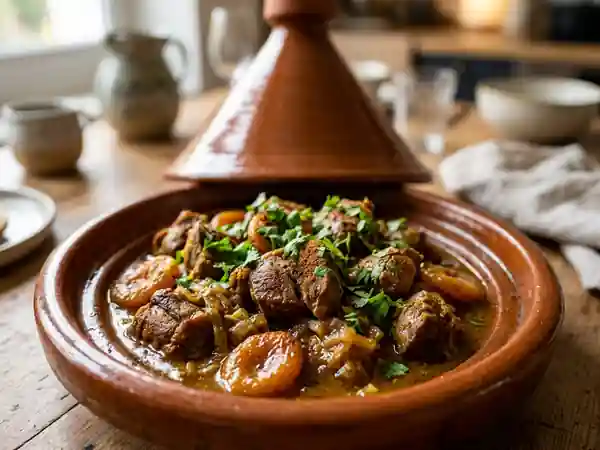 Tajine d'agneau aux abricots secs : recette marocaine savoureuse - Photo de présentation