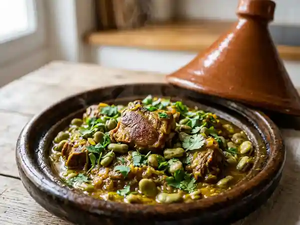 Tajine d'agneau aux fèves : recette traditionnelle savoureuse - Photo de présentation