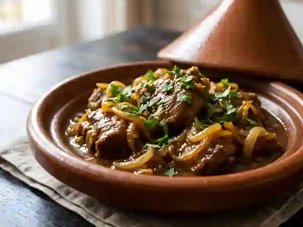 Tajine d'agneau fondant au miel et oignons - Photo de présentation