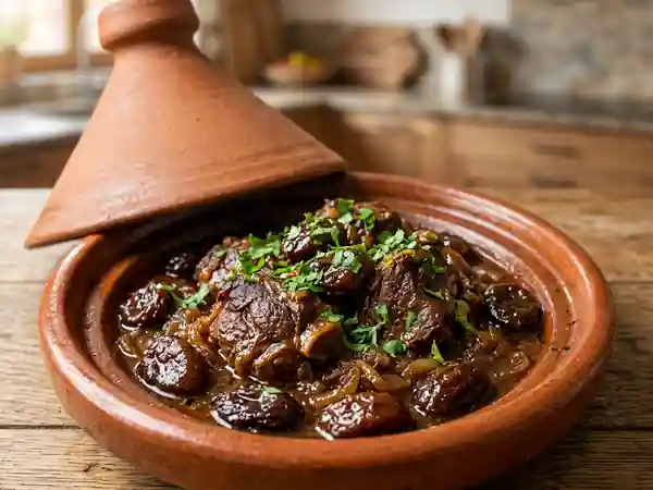 Tajine d'agneau fondant aux pruneaux et épices douces - Photo de présentation