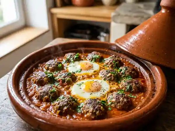 Tajine de keftas fondantes et œufs coulants - Photo de présentation