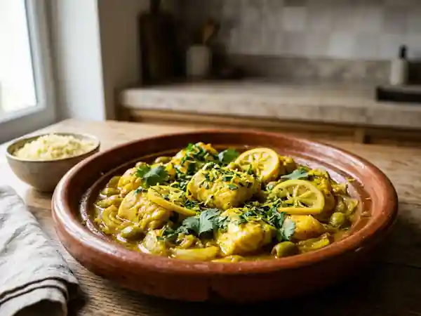 Tajine de lotte fondant au citron acidulé - Photo de présentation