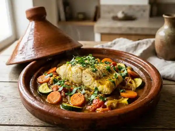 Tajine de poisson fondant aux épices douces - Photo de présentation