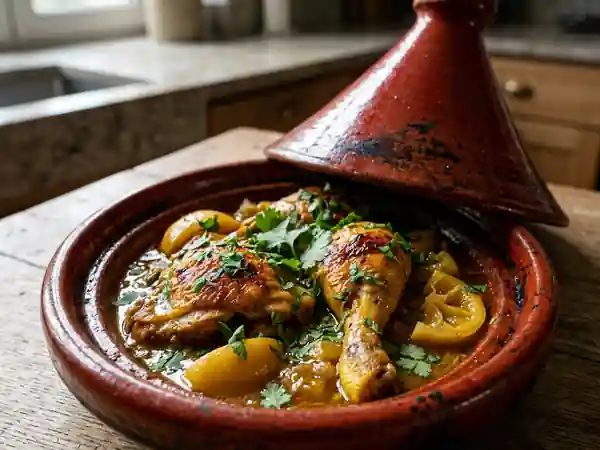 Tajine de poulet fondant au citron confit - Photo de présentation