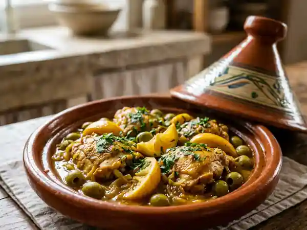 Tajine de poulet citron-olives fondant - Photo de présentation