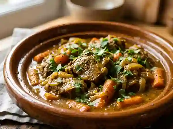 Tajine de veau fondant aux carottes confites - Photo de présentation