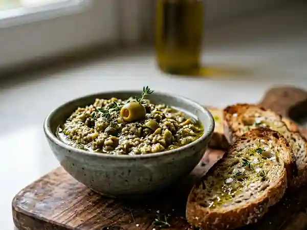 Tapenade d'olives vertes onctueuse et acidulée - Photo de présentation