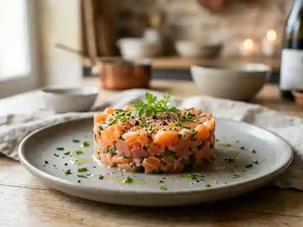 Tartare aux deux saumons frais et savoureux - Photo de présentation
