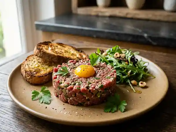 Tartare de bœuf fondant et sa sauce relevée - Photo de présentation