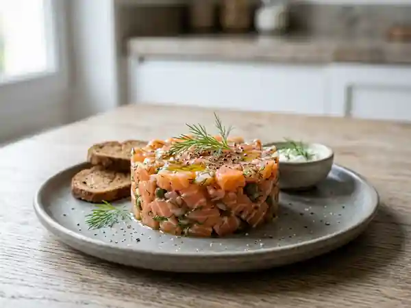 Tartare de saumon fondant citron et aneth - Photo de présentation
