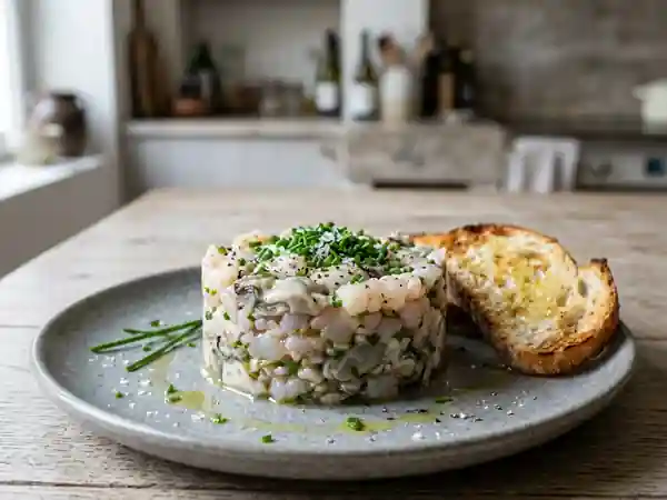 Tartare iodé d'huîtres et crevettes fraîches - Photo de présentation