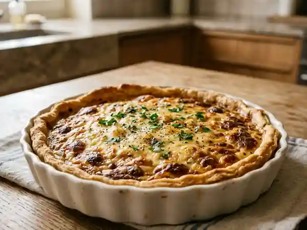 Tarte à la bière blonde fondante et gratinée - Photo de présentation