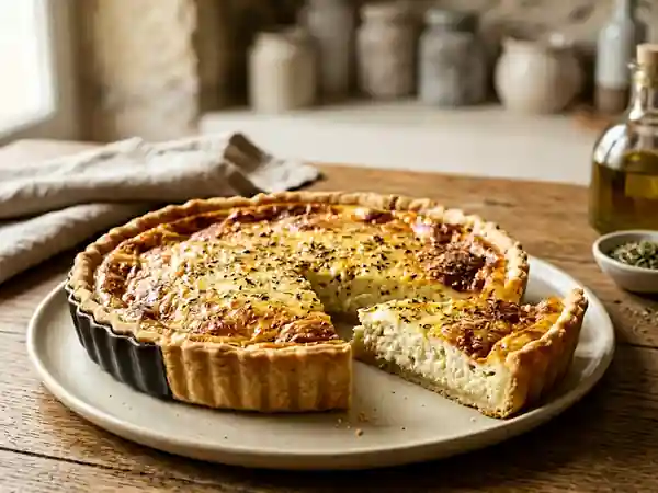 Tarte fondante à la brousse et au parmesan - Photo de présentation
