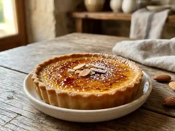 Tarte crème brûlée fondante à l'amande - Photo de présentation