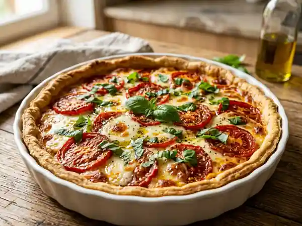 Tarte à la mozzarella fondante et croustillante - Photo de présentation