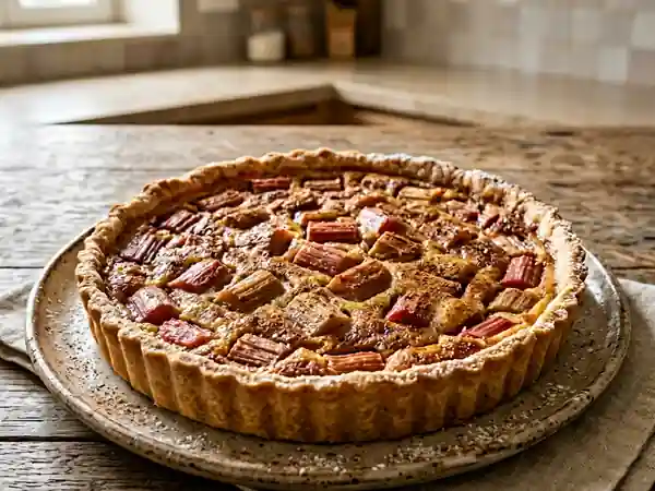 Tarte à la rhubarbe et cannelle : dessert gourmand et acidulé - Photo de présentation