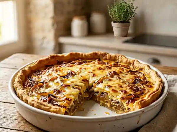 Tarte à l'oignon facile et rapide : recette gourmande pour une personne - Photo de présentation