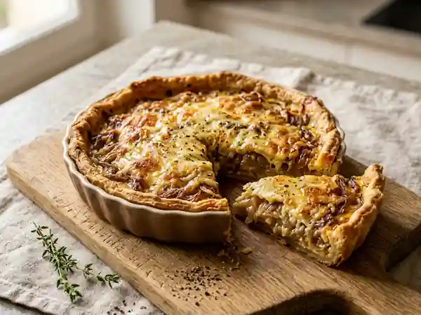Tarte à l'oignon rapide et savoureuse pour 1 personne - Photo de présentation