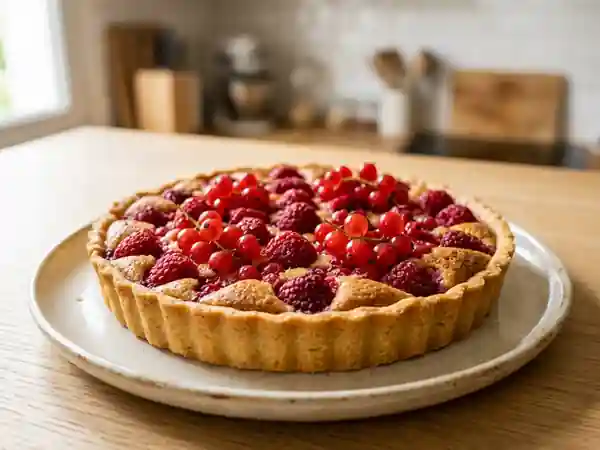 Tarte acidulée aux framboises et groseilles - Photo de présentation