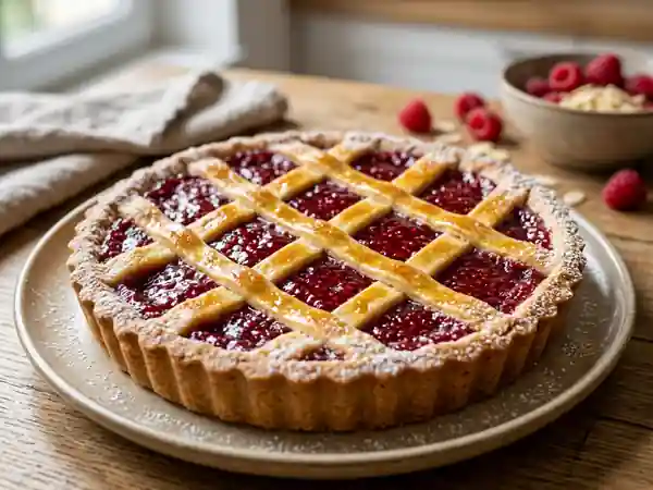 Tarte Linzer sablée à la framboise - Photo de présentation