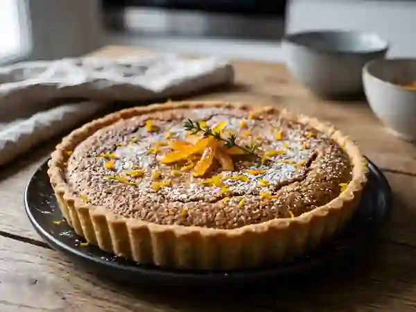 Tarte amande orange au crémeux - Photo de présentation