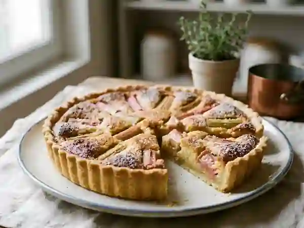 Tarte amandine à la rhubarbe acidulée - Photo de présentation