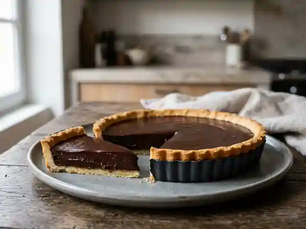 Tarte au chocolat noir fondante - Photo de présentation