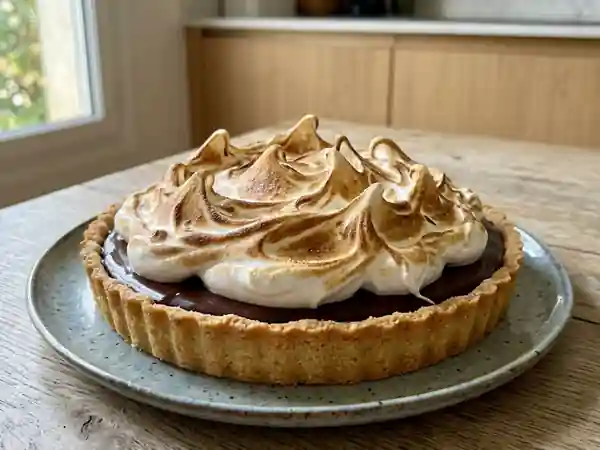 Tarte chocolatée à la meringue fondante - Photo de présentation