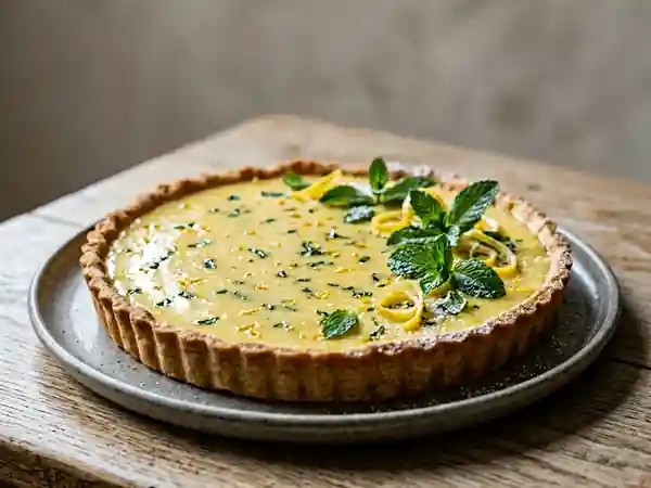 Tarte au citron frais et menthe parfumée : recette gourmande et facile - Photo de présentation