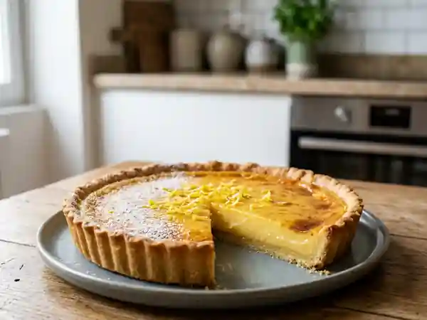 Tarte au citron onctueuse au lait concentré sucré - Photo de présentation
