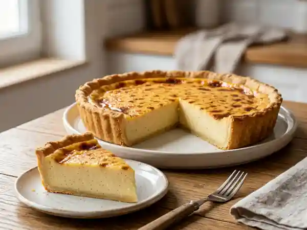 Tarte au flan onctueuse à la vanille - Photo de présentation