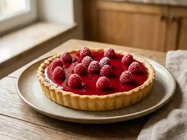 Tarte aérienne au fromage blanc et framboises - Photo de présentation