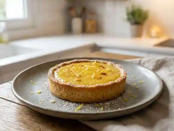 Tarte fondante au citron et gingembre frais - Photo de présentation