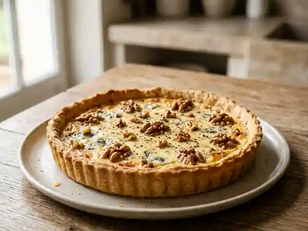 Tarte fondante au roquefort et éclats de noix - Photo de présentation