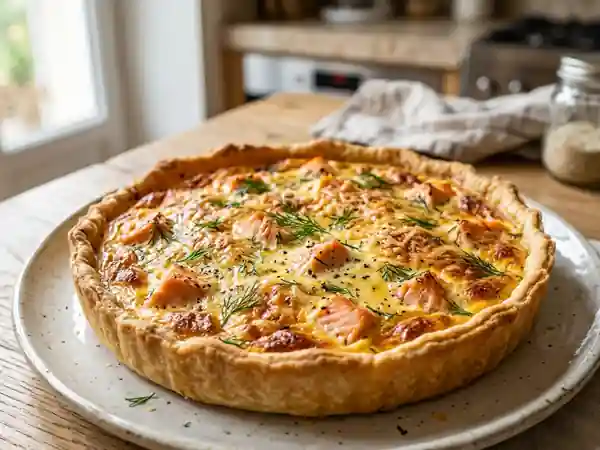 Tarte au saumon facile et savoureuse pour une personne - Photo de présentation