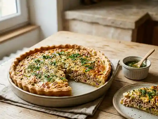 Tarte au thon en vinaigrette maison : recette facile et gourmande - Photo de présentation