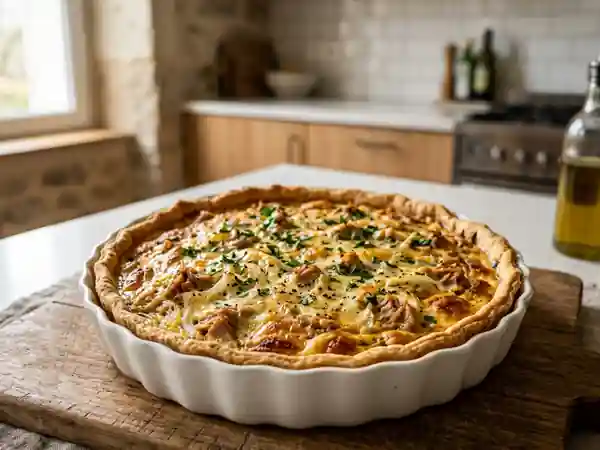 Tarte au thon crémeuse et oignons fondants - Photo de présentation